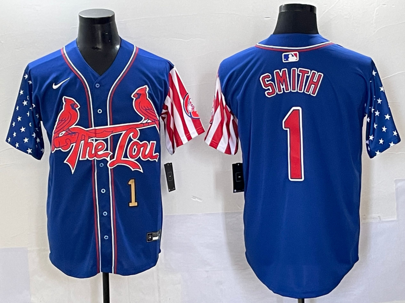 Men St.Louis Cardinals #1 Smith blue 2025 Nike Game MLB Jersey style 4->ncaa teams->NCAA Jersey
